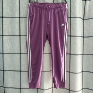 Adidas Lilac Joggers with White Stripes